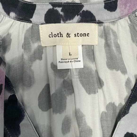 Anthropologie Animal Print Long Sleeve Midi Dress by Cloth and Stone - Picture 12 of 14